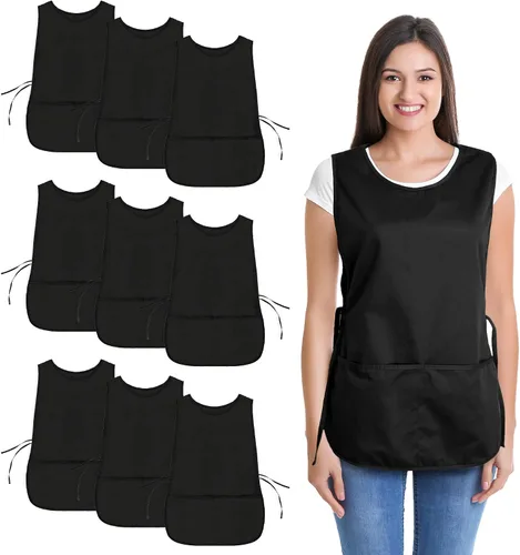 Vista 15 de DALIX Delantal Cobbler 2 Bolsillos Smock Regular 28.5" x 18.5" Negro