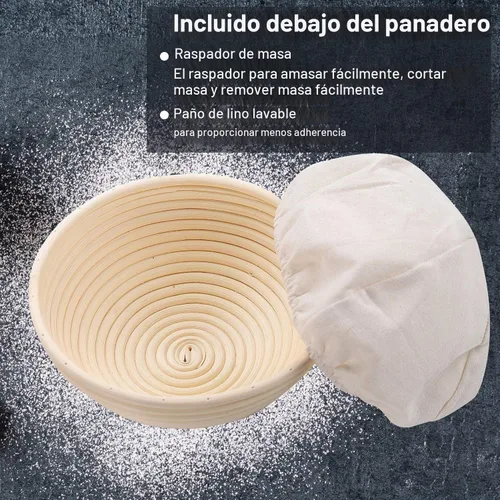 Vista 6 de Wwyybfk Banneton - Cesta para hornear pan, suministros para hornear pan de masa madre de 9 pulgadas