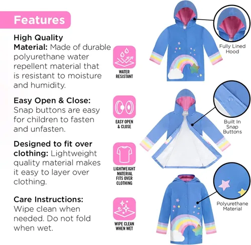 Vista 3 de Kids Umbrella Girls Boys Rain Jacket Toddler Umbrellas for Rain - Kids Raincoat for Boys and Girls Rain Coat for 3-9 Years