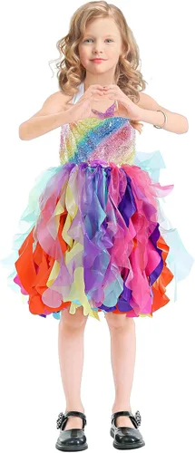 Vista 3 de Vestido tutú para niñas, vestido de tul con lentejuelas, vestido de princesa para niñas pequeñas, disfraz de fiesta de cumpleaños brillante