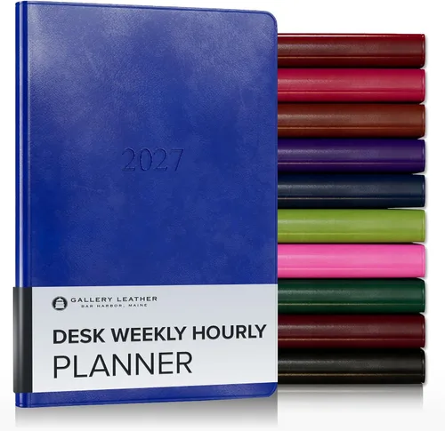 Vista 45 de Gallery Leather Planificador Semanal y Mensual Grande 2025-2026, Calendario Planificador y Cuaderno Elegantemente Encuadernado con Elegantes Bordes