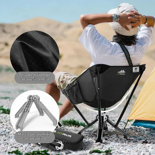 Vista 4 de MTRVR - Silla plegable portátil para camping, diseño patentado de una pieza Negro
