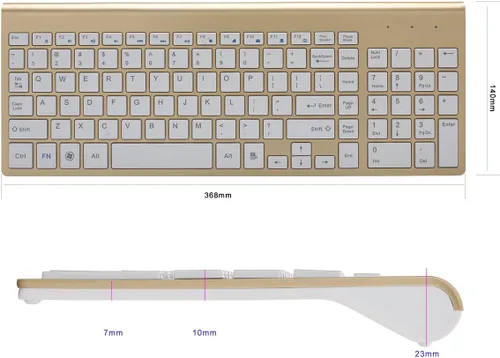Vista 5 de Combo de teclado y mouse inalámbricos, compacto de tamaño completo de 2.4 GHz, ultra delgado, teclado inalámbrico con teclado numérico y mouse