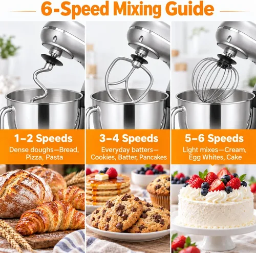 Vista 5 de 5.3 QT Stand Mixer, 660W Large Capacity Dough Mixer for Kitchen