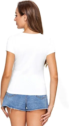 Vista 2 de SheIn Camiseta básica sólida con cuello redondo y manga corta para mujer