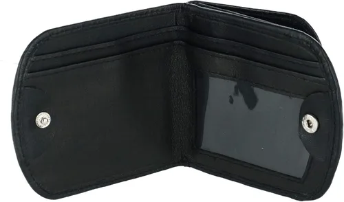 Vista 4 de CTM Cartera de taxi plegable en C con bolsillo frontal de cuero para hombre, Negro