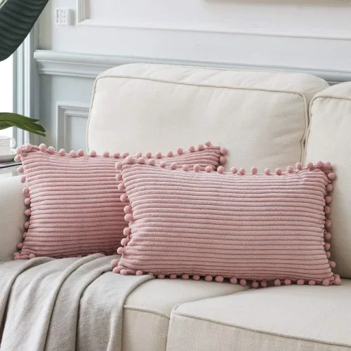 Vista 53 de Fancy Homi Juego de 2 fundas de almohada decorativas negras de 12 x 12 pulgadas con pompones para sofá y cama, decoración moderna de estilo bohemio