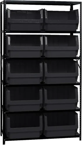 Vista 113 de Quantum QSBU-245BK Heavy Duty Shelving Unit with (7) Shelves and (24) QUS245 Black Bins for Garage Warehouse Storage Distribution 400 lb Load