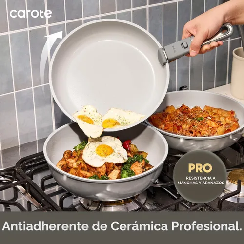 Vista 3 de CAROTE Juego de 27 piezas de utensilios de cocina de cerámica antiadherentes, juego de ollas y sartenes antiadherentes, utensilios de cocina