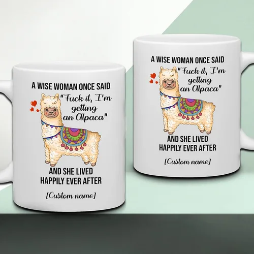 Vista 5 de WHIDOBE Regalos divertidos personalizados de alpaca para mujeres, taza de café de cerámica personalizada de 11 onzas y 15 onzas para amantes