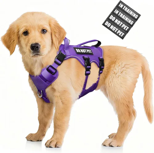 Vista 22 de WINSEE - Arnés para perro a prueba de fugas, arnés Molle de servicio y trabajo con doble asa, chaleco táctico para mascotas con 4 parches