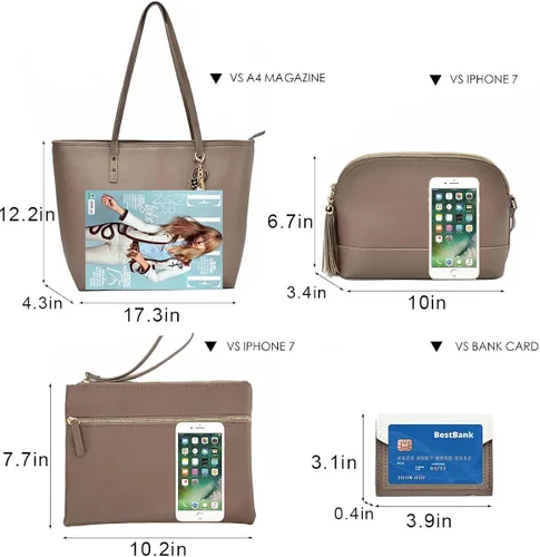 Vista 4 de Juego de 4 bolsas de mano para mujer bolsa de hombro con asa superior bolsa de mano