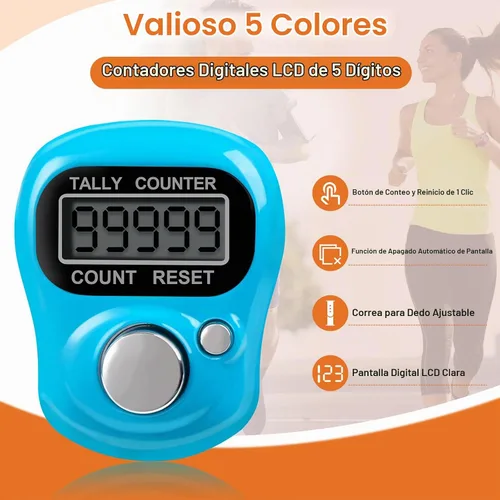 Vista 2 de Amble Contador de clicker con diamantes de imitación, contador de contador de 5 dígitos, clickers para vuelta, lanzamiento, golf, tejido, conteo