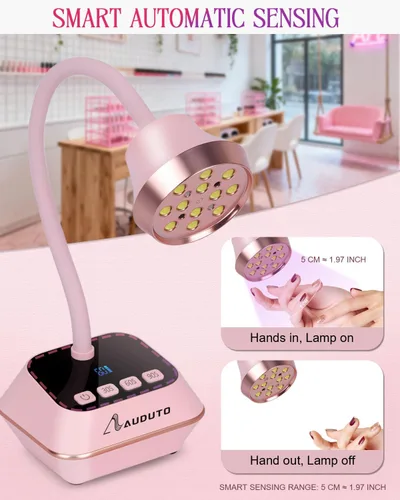 Vista 5 de Lámpara de uñas LED UV para esmalte de uñas de gel, cura flash de 36 W, recargable con cuello de cisne inalámbrico, mini luz de uñas, secadora