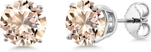 Vista 23 de Gem Stone King Aretes de plata de ley 925 con piedra natal redonda de 0.276 in para mujer