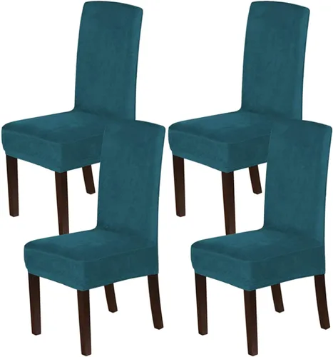 Vista 33 de Fundas elásticas de terciopelo para sillas de comedor, suaves, extraíbles y de comedor, color negro, 2