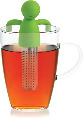 Vista 22 de HIC Kitchen Infusor de té Leaf con bandeja de goteo, té de hierbas de hojas sueltas, acero inoxidable 18/8 y silicona, juego de 2