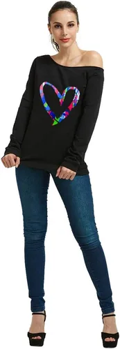 Vista 2 de Magicmk - Sudadera de hombro descubierto y mangas largas, con estampado de labios de mujer, en talla extragrande, para mujer