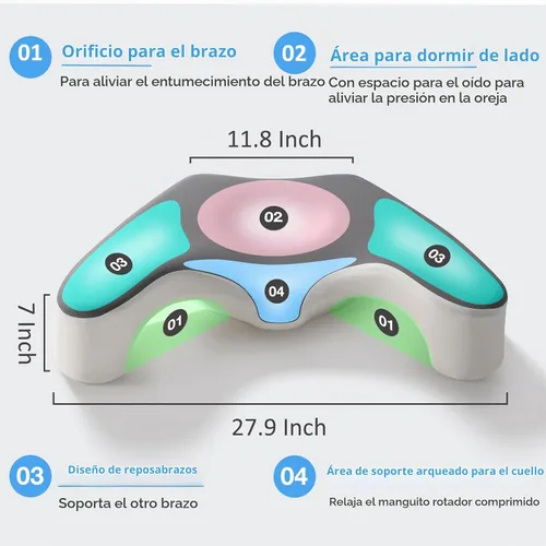 Vista 3 de Almohada para dormir de lado para aliviar el dolor de hombro, almohada
