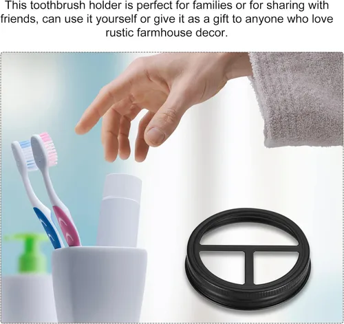 Vista 6 de uxcell Mason Jar - Tapa para cepillo de dientes, 1 unidad, acero inoxidable 304, boca ancha, accesorios de baño para 2 cepillos de dientes y pasta