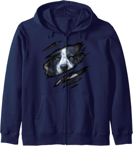 Vista 6 de Diseño de Border Collie in me, diseño de perro, sudadera con cremallera para perro Pedigree