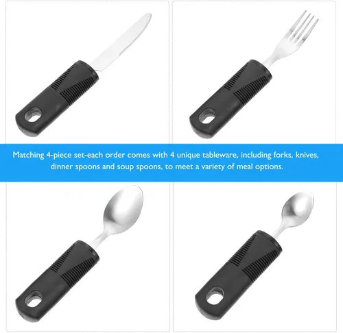 Vista 3 de Adaptive Utensils Set Weighted Tableware for Arthritis, Easy-to-Hold Stainless Steel Fork, Knife, Spoon