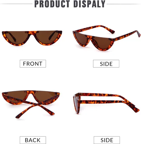 Vista 4 de GIFIORE Gafas de sol semi sin montura vintage retro medio redondas