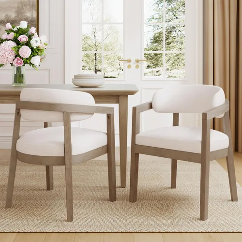 Vista 7 de Merax Juego de comedor retro de 7 piezas para 6, juego de mesa de comedor moderno de mediados de siglo con mesa rectangular de madera de caucho y 6