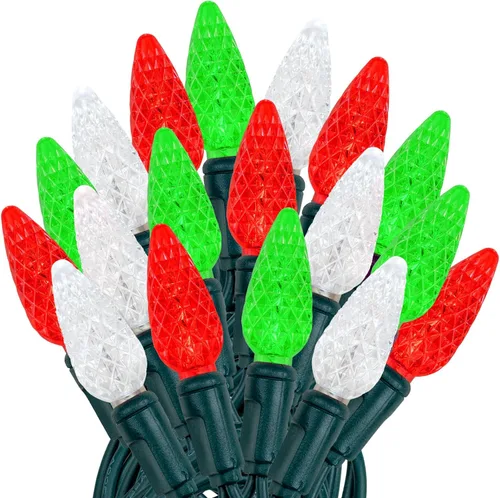 Vista 42 de Novelty Lights - Mini juego de 70 luces C6 LED de Navidad, serie de luces de grado comercial para exteriores, cable verde, 24 pies