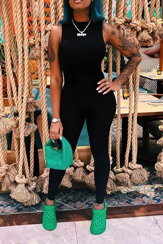 Vista 8 de PRETTYGARDEN Enterizo ajustado de verano para mujer, casual, sin mangas, elástico, de una pieza, ajustado, para mujer