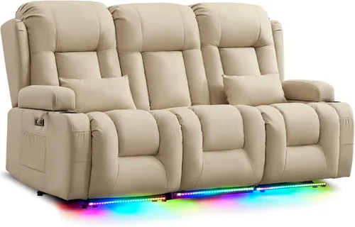 Vista 11 de URRED Sofá reclinable Power Loveseat con masaje y calor, gris ceniza