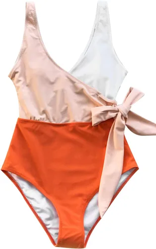 Vista 3 de CUPSHE - Traje de baño de una pieza para mujer, envolvente, con anudado lateral y bloques