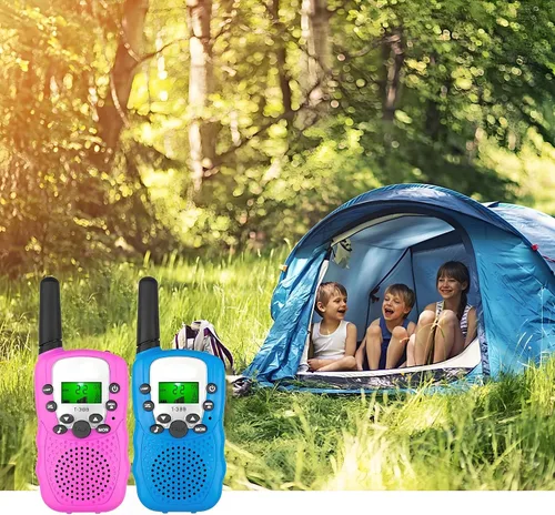 Vista 5 de Walkie Talkies para niños y niñas de 3 a 12 años, fácil de usar, alcance de hasta 1.5 millas, radio bidireccional FRS de 22 canales para aventuras
