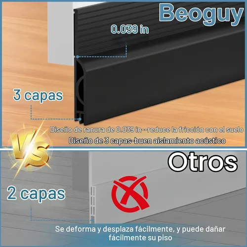 Vista 6 de Tope de Corriente de Puerta, Barrido de Puerta Ajustable para la Parte Inferior de la Puerta, Relleno de Espacio Bajo la Puerta para Puertas Negro