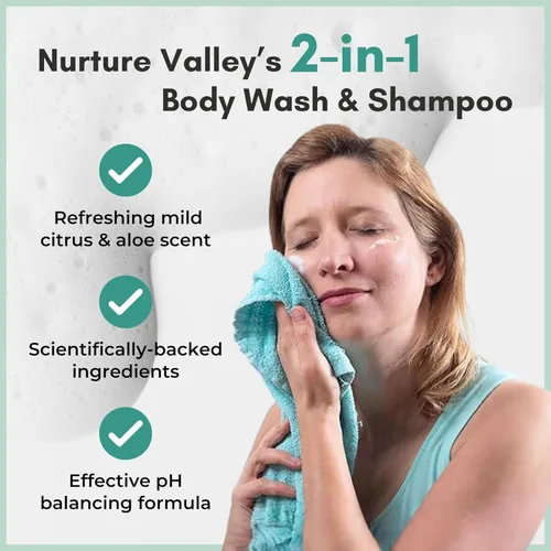 Vista 4 de Nurture - Gel de baño y champú sin enjuague con aloe Espuma limpiadora sin agua para el cabello y el cuerpo de grado hospitalario Mujeres