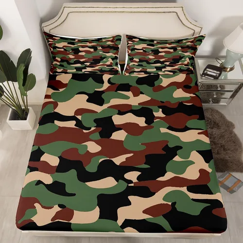 Vista 32 de Erosebridal Juego de ropa de cama de camuflaje para niños, sábanas de camuflaje militar, tamaño individual para adolescentes, jóvenes, adultos