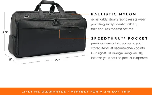 Vista 2 de Briggs & Riley, Negro, bolsa de lona para ropa de 22 pulgadas, Negro -, Bolsa de lona para ropa