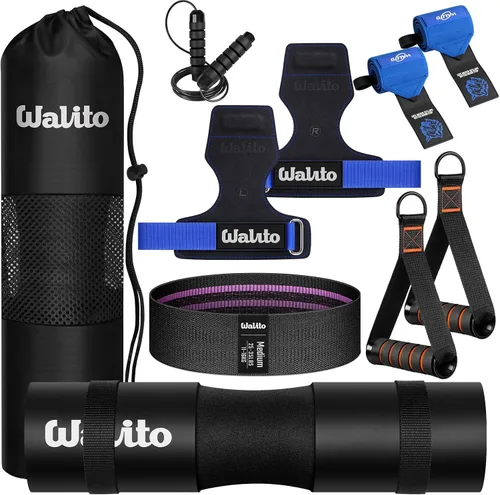 Vista 10 de WALITO 8Pcs Barbell Pad Set for Hip Thrust - Squat Pad,Gym Accessories for Women with Bar Bad,Bench Press, with Gym Ankle Straps,Resistance Bands