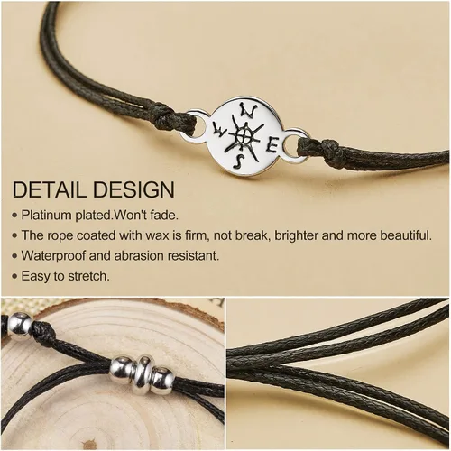 Vista 2 de Desimtion Pulsera de brújula chapada en platino 2023 para ella, él, niños y niñas, Metal, Sin gemas.