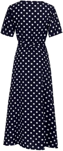 Vista 6 de HGOOGY - Maxi vestidos bohemios para mujer 2023, vestido de lunares fluido, fruncido, talla grande, modesto, largo, ajustado, vestido acampanado