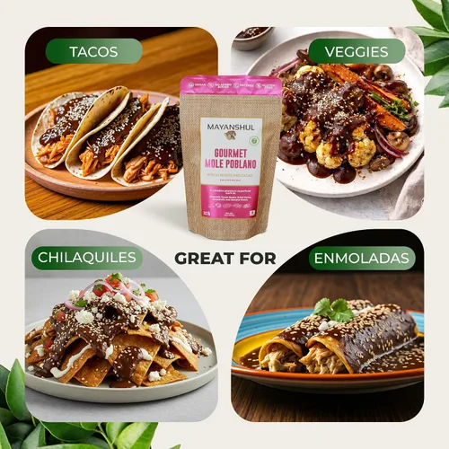 Vista 6 de Mayanshul Auténtica salsa mole poblano, cacao y amaranto, 8 onzas