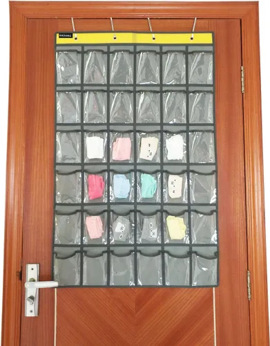 Vista 3 de Organizador de teléfonos celulares para aula, soporte para calculadoras, para colgar sobre la puerta, organizador de joyas, armario, ropa