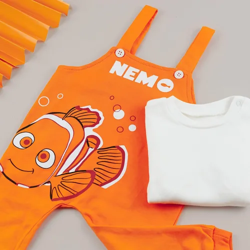 Vista 2 de Finding Nemo - Overol de algodón para bebé con camiseta de manga larga para recién nacidos y bebés, 2 piezas, unisex