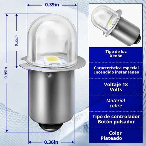 Vista 6 de HASMX Paquete de 4 bombillas de xenón de 18 V de repuesto para linterna Ryobi, luces de trabajo de 18 voltios, ONE+ inalámbricas