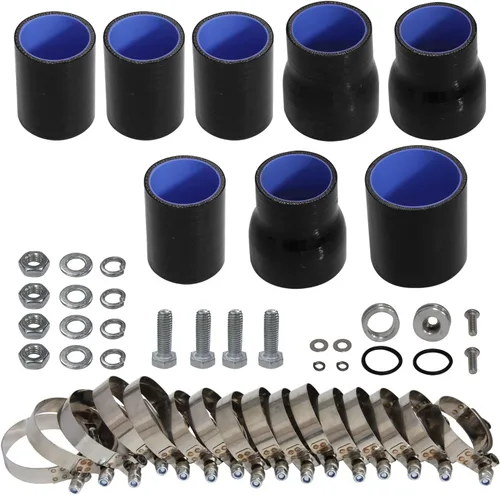 Vista 2 de Kit de intercooler de montaje delantero para motores VW Jetta Golf GTI GL/GLI/GLS MK4 1.8T 1.8L 98-05 Motores FMIC Bolt (plisado negro-negro)