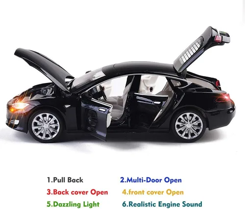 Vista 2 de gidoyi Modelo de Coche de Juguete S Modelo de Aleación Vehículos de Juguete de tracción hacia atrás Escala 1/32 Juguetes de Coche para Niños Negro