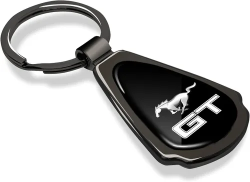 Vista 2 de iPick Image for Ford Mustang GT Black Dome Metal Teardrop Key Chain