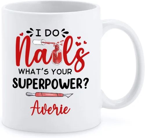 Vista 12 de Taza de cerámica Best Nail Tech Ever – Taza de cerámica personalizada con nombre de manicurista para compañero de trabajo – Nuevos regalos