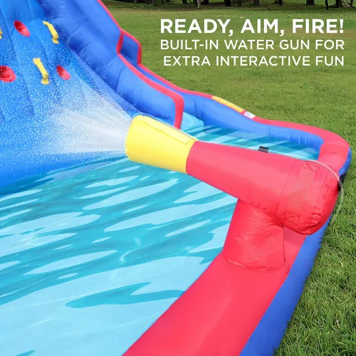 Vista 8 de Sunny & Fun Ultra Climber - Parque inflable de tobogán acuático – Resistente para diversión al aire libre – Pared de escalada, dos toboganes