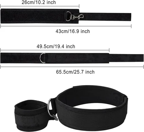 Vista 4 de Restricciones de cama Sexo Adulto Bondaged Kit ajustable de sujeción de muñeca y tobillo Cuerdas y cordones para adultos Juego de muslos, muñeca
